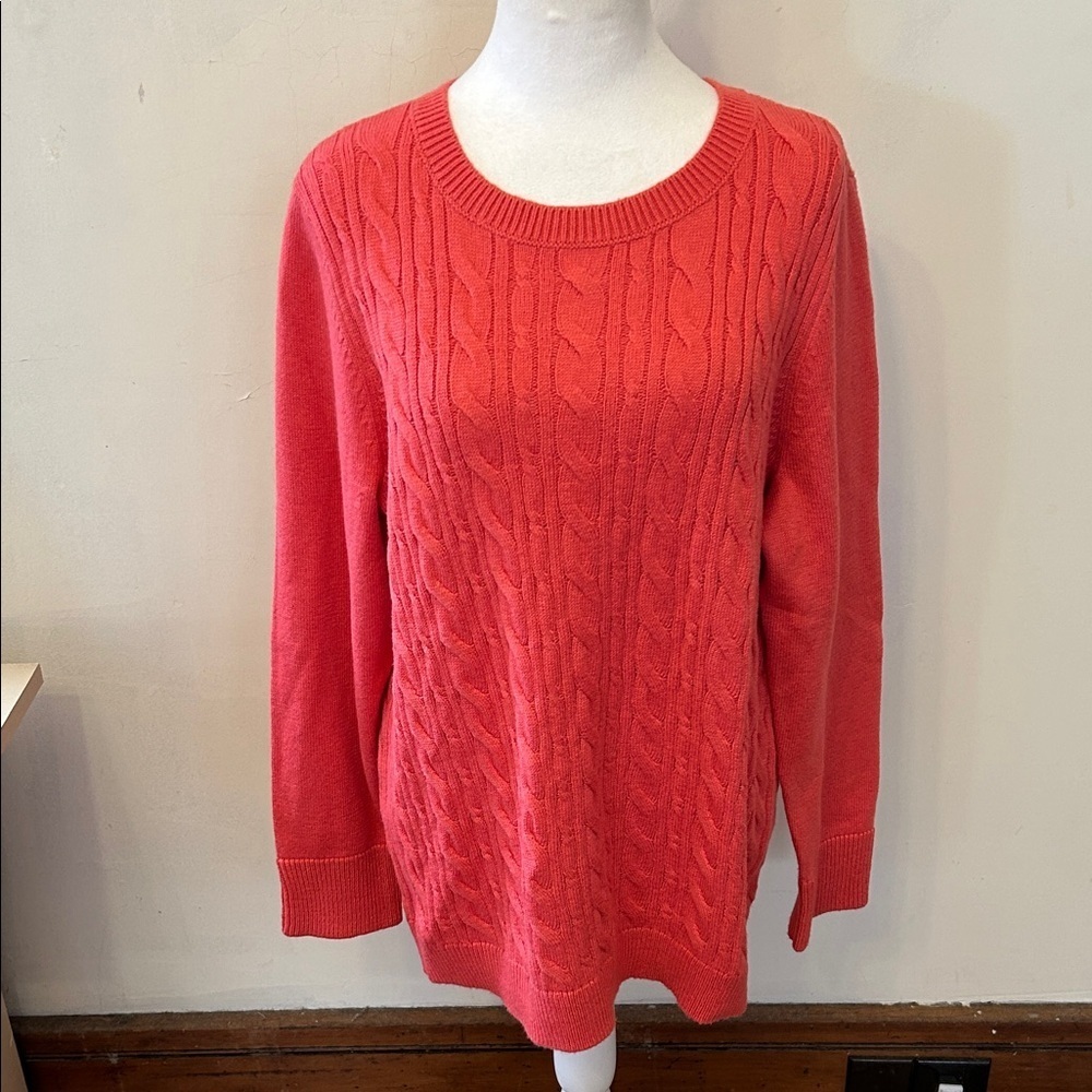 Talbots orange cable knit long sleeve sweater Size 1X EUC
